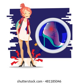 High heels hurt with infographic - vector illustration