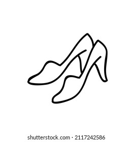 Icono de tacones altos ilustración de vector blanco y negro. Curso de contorno modificable.