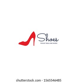 High heels icon in flat logo design. Fashion Emblem. Women Shoe, Isolated On White. Modern Logo Template, Boutique Decoration. Shopping concept.