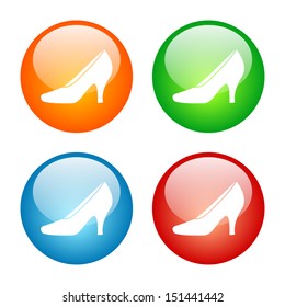 High Heels Icon Glass Button Icon Set.  Vector format, colors can be easily adjusted.