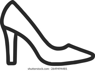 ícone de salto alto ilustração contorno traçado linha preta minimalista	