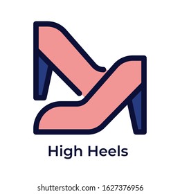 High heels Icon Line Clothes and Fashion, Trendy Design