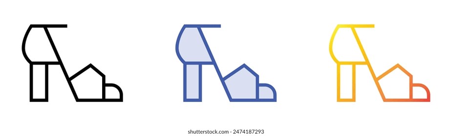 high heels icon. Linear, Blue Fill and Gradient Style Design Isolated On White Background