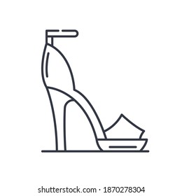 Icono de tacones altos, ilustración lineal aislada, vector de línea delgada, signo de diseño web, símbolo de concepto de contorno con trazo editable sobre fondo blanco.