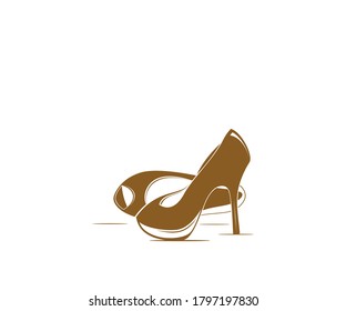 High heels icon logo design silhouette