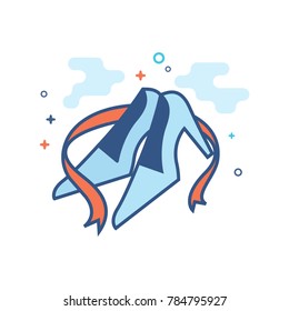 High heels icon in outlined flat color style. Vector illustration.