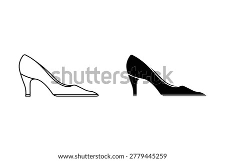High Heels icon set. illustration of high-heeled platform sandals.