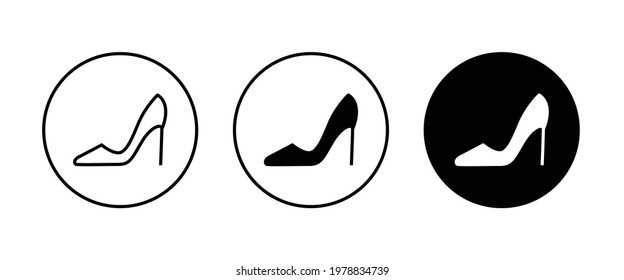 High heels icon, woman shoes, Women's shoe icons button, vector, sign, symbol, logo, illustration, editable stroke, flat design style isolated on white linear pictogram