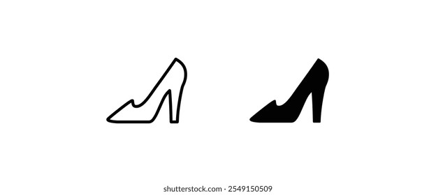 High-Heels-Symbol, Damenschuhe, Damenschuh-Icons-Button, Vektor, Zeichen, Logo, Illustration, bearbeitbarer Strich, flacher Designstil einzeln auf weißem linearem Piktogramm