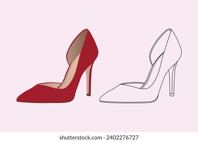  High Heels ladies shoe vector illustration.

