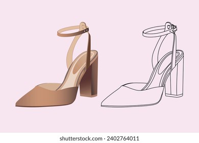  High Heels ladies shoe vector illustration

