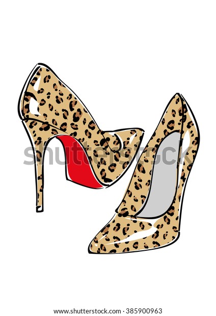High Heels Leopard Shoes Stock Vector (Royalty Free) 385900963