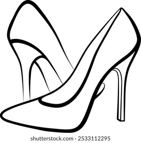 high heels - line art illustration