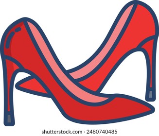 High Heels linear color illustration