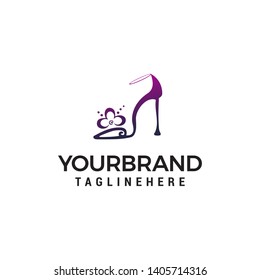 high heels logo design concept template vector