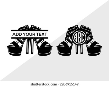 High Heels Monogram SVG Printable Vector Illustration