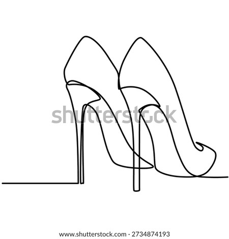 High heels one line drawing. High heels single line illustration. High heels minimalist line art. High heels vector art