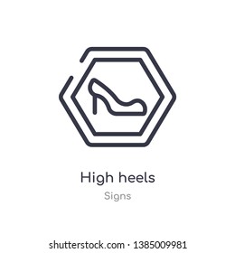 high heels outline icon. isolated line vector illustration from signs collection. editable thin stroke high heels icon on white background