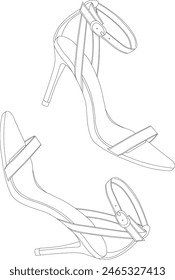 High heels Outline style vector design element , illustration