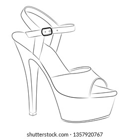 high heels Outline stype vector design element , illustration