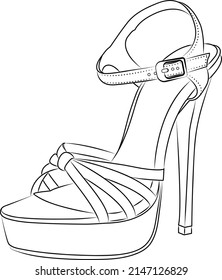 high heels Outline stype vector design element , illustration