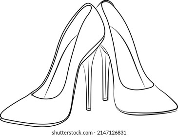 high heels Outline stype vector design element , illustration