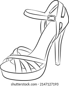 high heels Outline stype vector design element , illustration