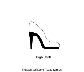 El vector de contorno de tacones altos sobre fondo blanco. Icono plano de tacones altos para el diseño de aplicaciones web y concepto móvil