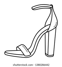 Women’s high heels sandals. Vector outline icon isolated on white background.