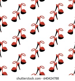 High heels seamless pattern on the white background. Vector illustration
