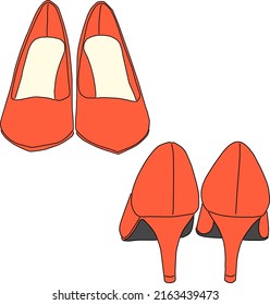 High heels seen from the front and high heels seen from the back