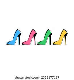 High heels set colour illustration vector logo