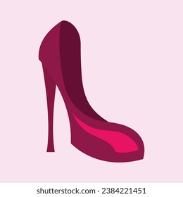 High heels shoe vector icon, Women's shoe glyph icon. Symbol, logo illustration.Woman shoes vector icons isolated on pink background.Fashion footwear design.