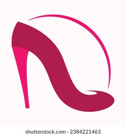 High heels shoe vector icon, Women's shoe glyph icon. Symbol, logo illustration.Woman shoes vector icons isolated on pink background.Fashion footwear design.