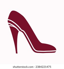 High heels shoe vector icon, Women's shoe glyph icon. Symbol, logo illustration.Woman shoes vector icons isolated on pink background.Fashion footwear design.