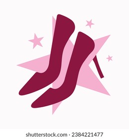 High heels shoe vector icon, Women's shoe glyph icon. Symbol, logo illustration.Woman shoes vector icons isolated on pink background.Fashion footwear design.