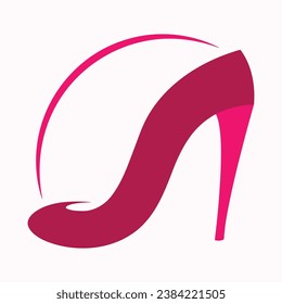 High heels shoe vector icon, Women's shoe glyph icon. Symbol, logo illustration.Woman shoes vector icons isolated on pink background.Fashion footwear design.