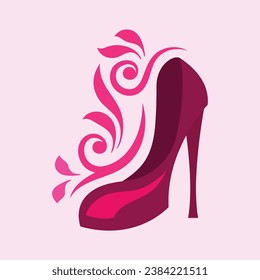 High heels shoe vector icon, Women's shoe glyph icon. Symbol, logo illustration.Woman shoes vector icons isolated on pink background.Fashion footwear design.