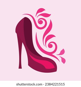 High heels shoe vector icon, Women's shoe glyph icon. Symbol, logo illustration.Woman shoes vector icons isolated on pink background.Fashion footwear design.