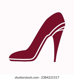 High heels shoe vector icon, Women's shoe glyph icon. Symbol, logo illustration.Woman shoes vector icons isolated on pink background.Fashion footwear design.
