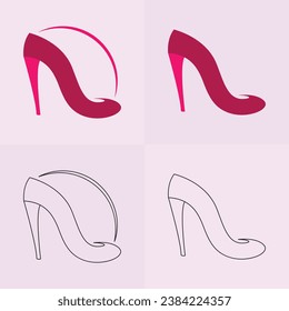 High heels shoe vector icon, Women's shoe glyph icon. Symbol, logo illustration.Woman shoes vector icons isolated on pink background.Fashion footwear design.Shoes collection