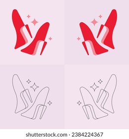 High heels shoe vector icon, Women's shoe glyph icon. Symbol, logo illustration.Woman shoes vector icons isolated on pink background.Fashion footwear design.Shoes collection