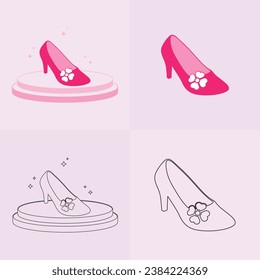 High heels shoe vector icon, Women's shoe glyph icon. Symbol, logo illustration.Woman shoes vector icons isolated on pink background.Fashion footwear design.Shoes collection