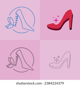High heels shoe vector icon, Women's shoe glyph icon. Symbol, logo illustration.Woman shoes vector icons isolated on pink background.Fashion footwear design.Shoes collection