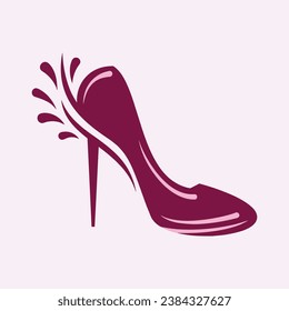 High heels shoe vector icon, Women's shoe glyph icon. Symbol, logo illustration.Woman shoes vector icons isolated on pink background.Fashion footwear design.