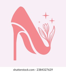 High heels shoe vector icon, Women's shoe glyph icon. Symbol, logo illustration.Woman shoes vector icons isolated on pink background.Fashion footwear design.