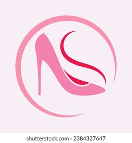 Icono de vector de zapatos de tacones altos, icono de glifo de zapatos para mujeres. Símbolo, ilustración del logo.Iconos vectores de zapatos de mujer aislados en fondo rosado.Diseño de calzado de moda.