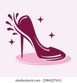 Icono de vector de zapatos de tacones altos, icono de glifo de zapatos para mujeres. Símbolo, ilustración del logo.Iconos vectores de zapatos de mujer aislados en fondo rosado.Diseño de calzado de moda.