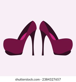 High heels shoe vector icon, Women's shoe glyph icon. Symbol, logo illustration.Woman shoes vector icons isolated on pink background.Fashion footwear design.