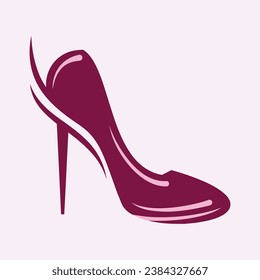 High heels shoe vector icon, Women's shoe glyph icon. Symbol, logo illustration.Woman shoes vector icons isolated on pink background.Fashion footwear design.